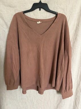 a.n.a Dusty Mauve V-Neck Balloon Sleeve Sweater